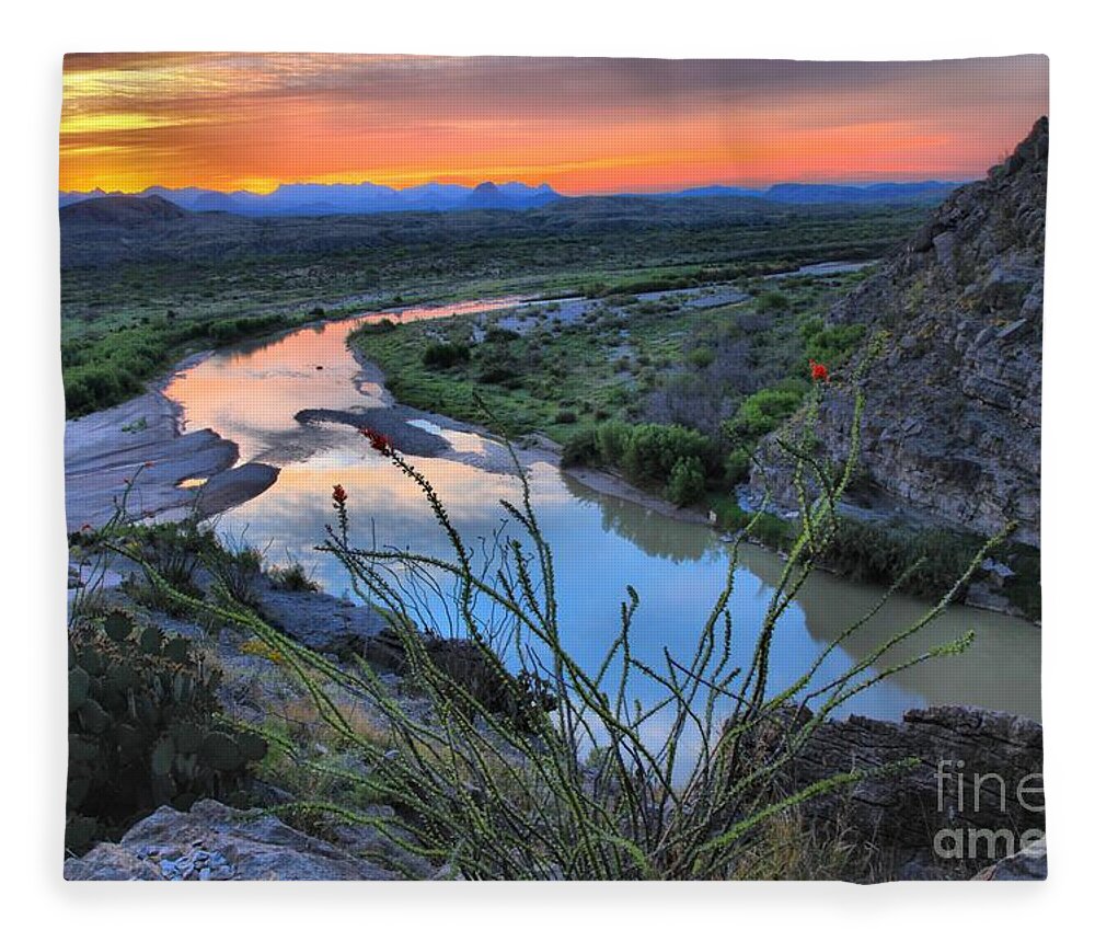 Santa Elena Fleece Blanket featuring the photograph Sunrise Over The Ocatillo by Adam Jewell