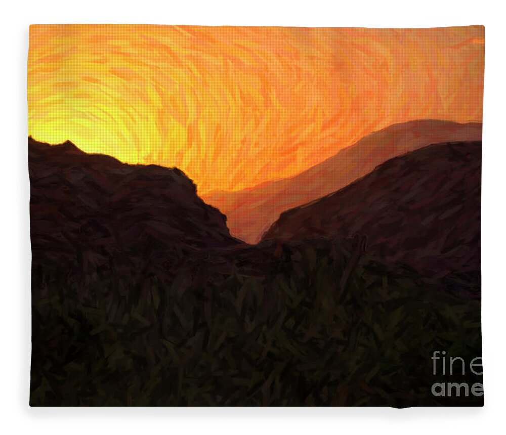 Sunrise Fleece Blanket featuring the digital art Sunrise over Zion by Diane Diederich
