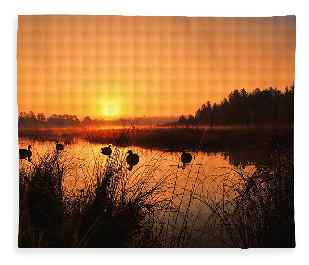 Hunt Fleece Blanket featuring the photograph Sunrise Waterfowl Hunt by Dale Kauzlaric