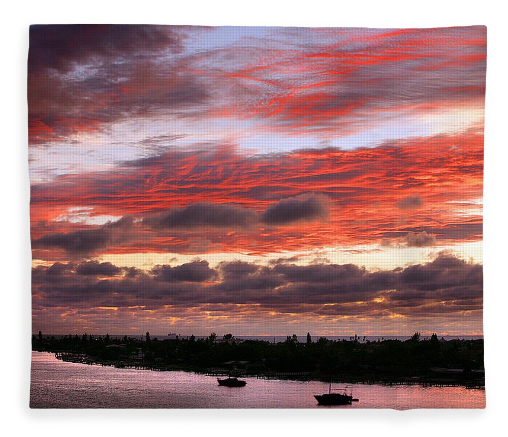 Sun Fleece Blanket featuring the photograph Sunset at Pass a Grille Florida by Mal Bray