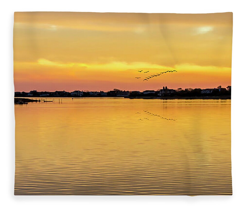 Sunset Fleece Blanket featuring the photograph Sunset At Quogue Long Island by Cathy Kovarik