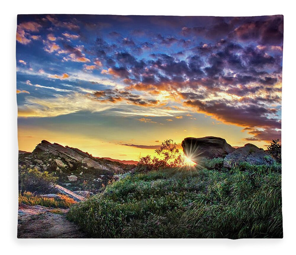 Sunset Fleece Blanket featuring the photograph Sunset At Sage Ranch by Endre Balogh