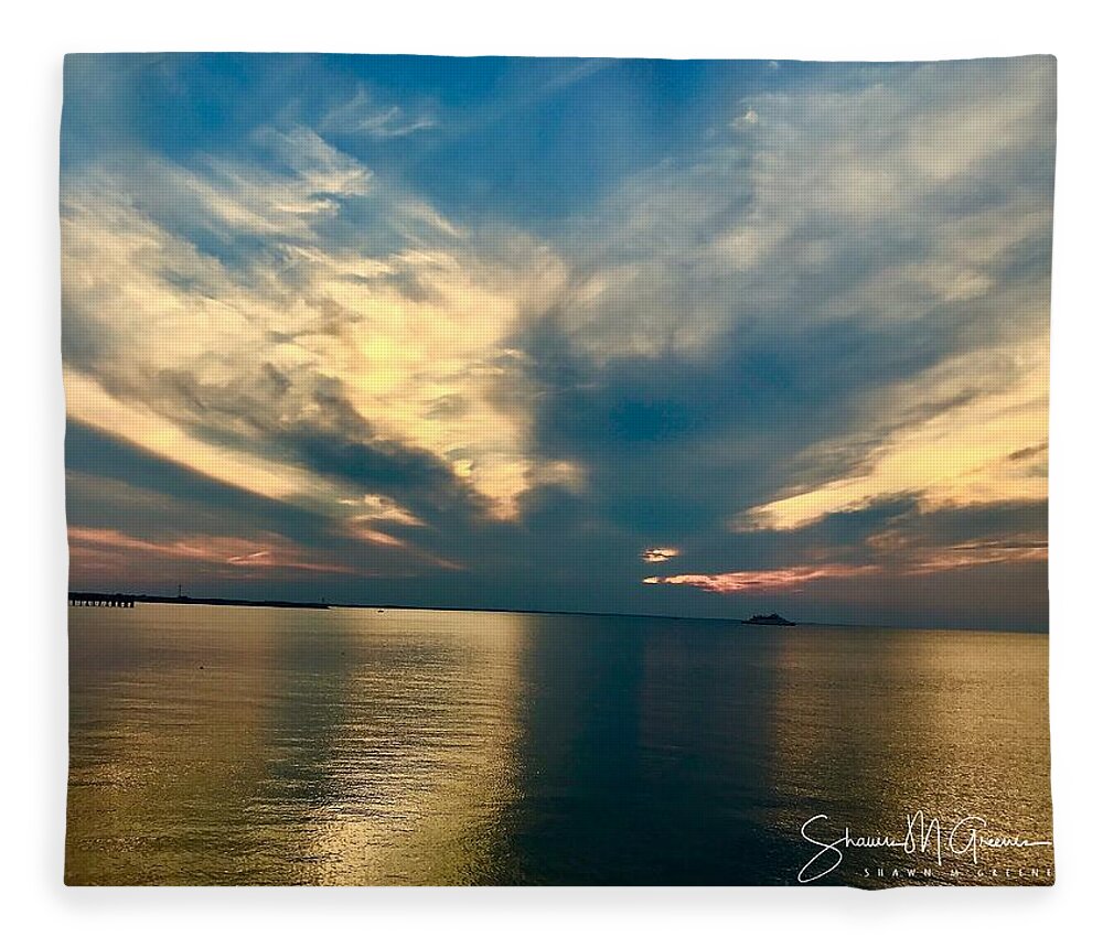 Sunset Fleece Blanket featuring the photograph Sunset at the Fishing Pier by Shawn M Greener