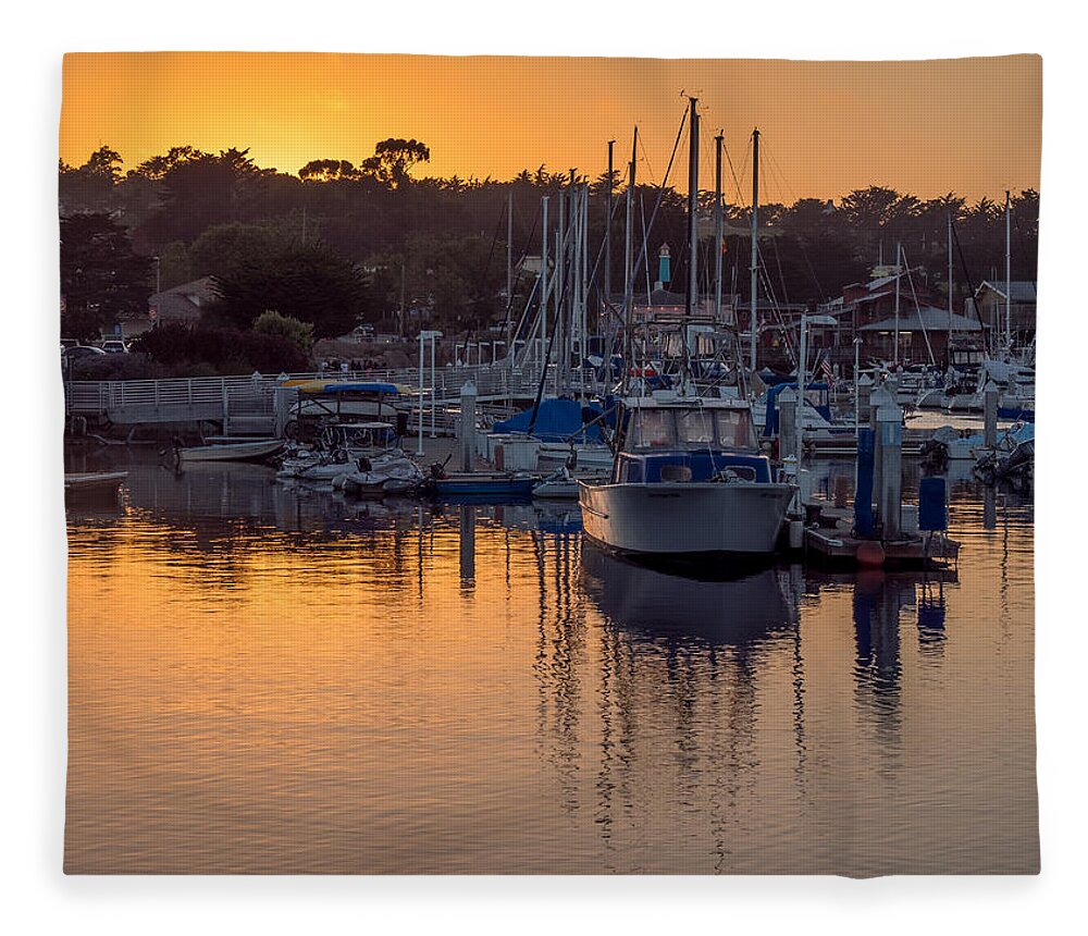 Monterey Fleece Blanket featuring the photograph Sunset at the Marina by Derek Dean