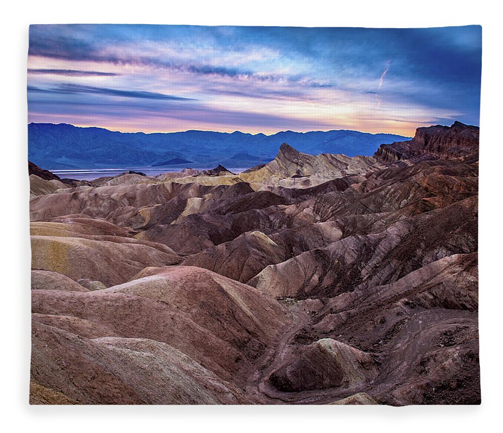 Death Valley Fleece Blanket featuring the photograph Sunset at Zabriskie Point in Death Valley National Park by John Hight