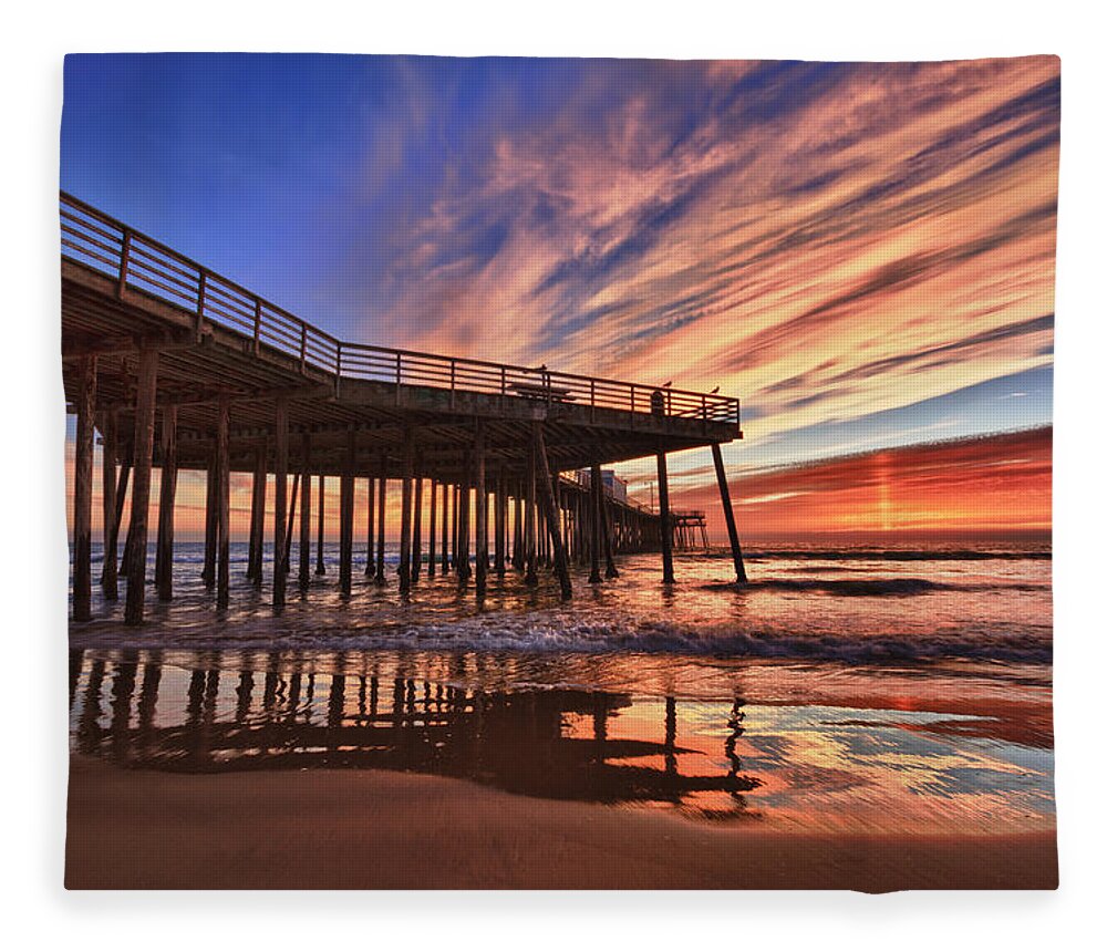Pismo Beach Fleece Blanket featuring the photograph Sunset Drama by Beth Sargent
