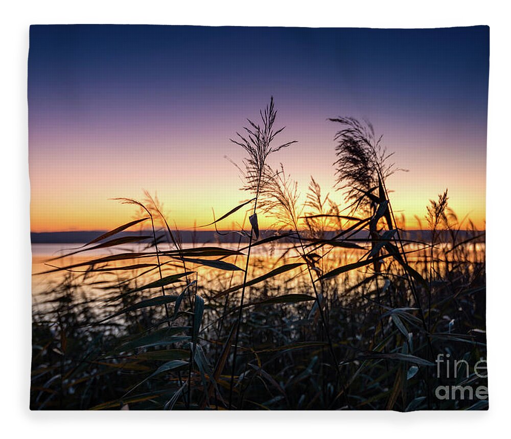 Ammersee Fleece Blanket featuring the photograph Sunset Impression by Hannes Cmarits