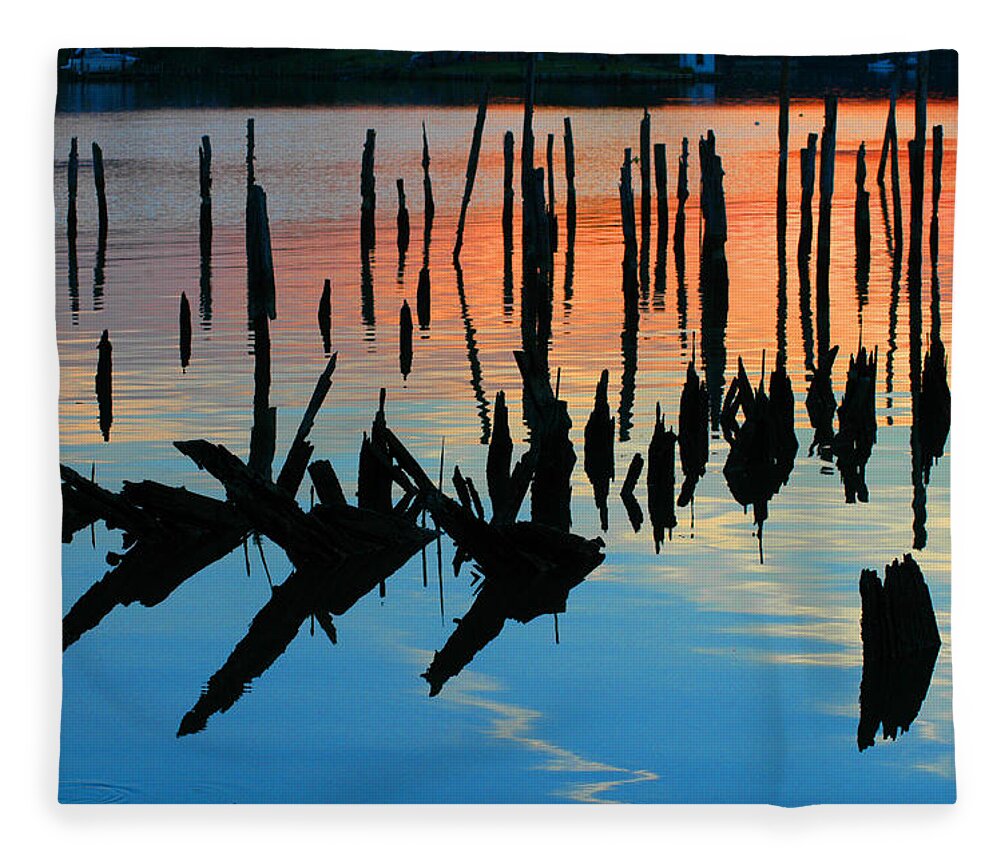 Clay Fleece Blanket featuring the photograph Sunset in Colonial Beach Virginia by Clayton Bruster