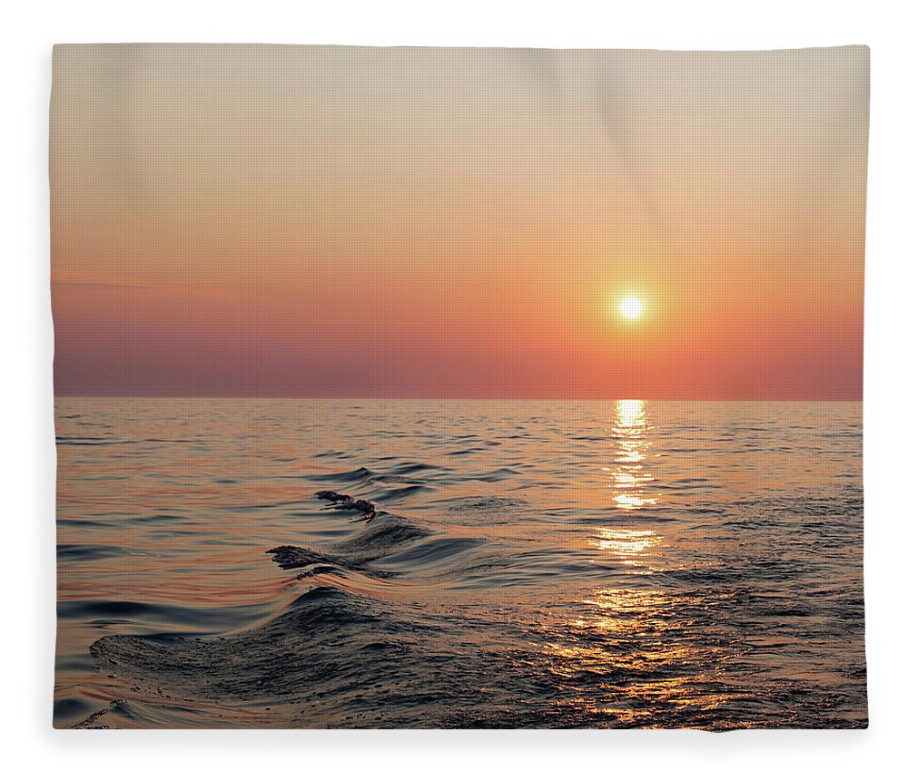 Sunset Fleece Blanket featuring the photograph Sunset on Lake Michigan by Melanie Alexandra Price