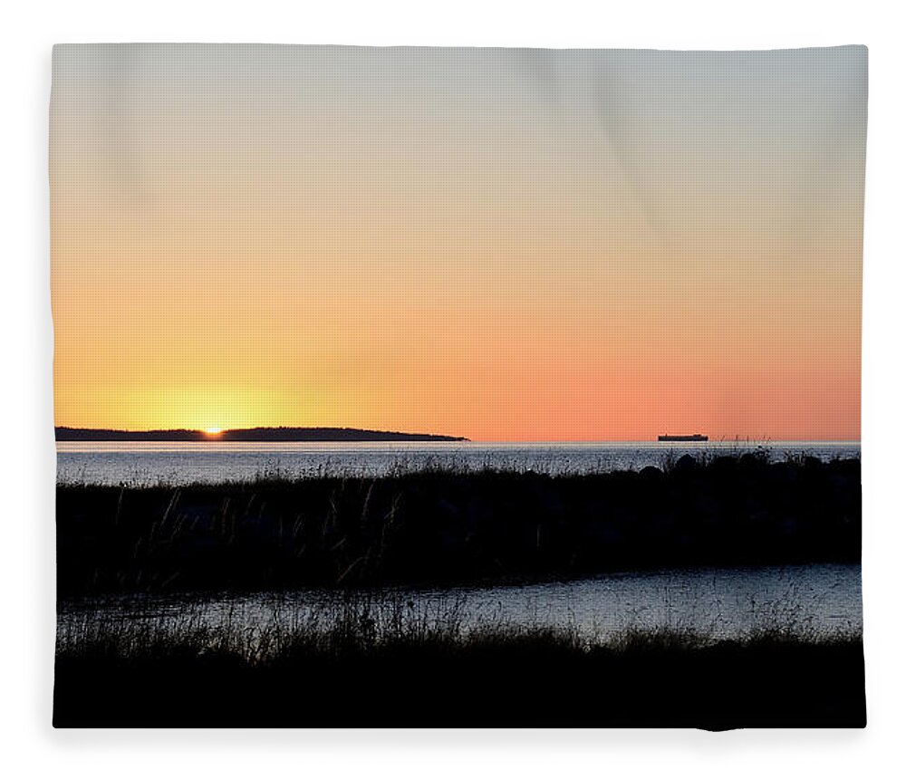 Sunset Orcas Island Fleece Blanket featuring the photograph Sunset on Orcas Island by Debra Sabeck