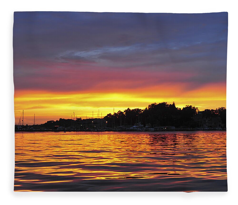 Terry D Photography Fleece Blanket featuring the photograph Sunset on the Bay Island Heights NJ by Terry DeLuco