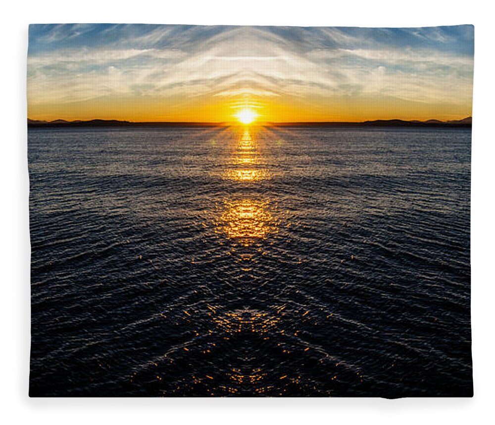 View Fleece Blanket featuring the photograph Sunset on the Sound Reflection by Pelo Blanco Photo
