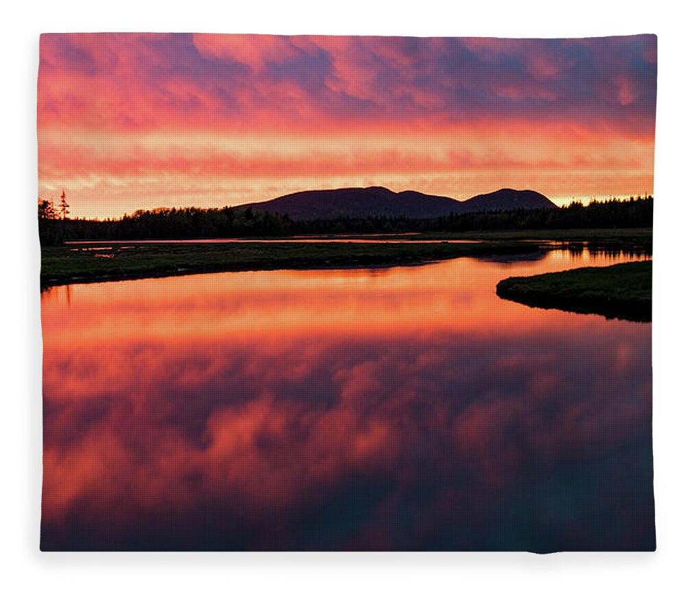 Sunset Fleece Blanket featuring the photograph Sunset over Acadia National Park by Holly Ross