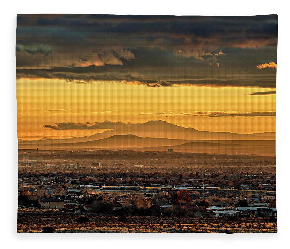 Landscape Fleece Blanket featuring the photograph Sunset over Albuquerque by Michael McKenney