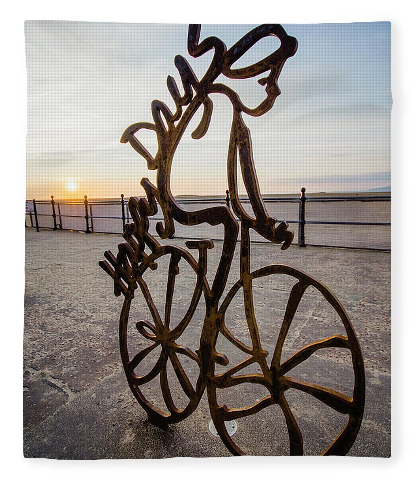 Statue Fleece Blanket featuring the photograph Sunset Rider by Spikey Mouse Photography