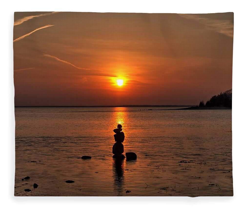 Sunset Fleece Blanket featuring the photograph Sunset Zen by Bruce Gannon