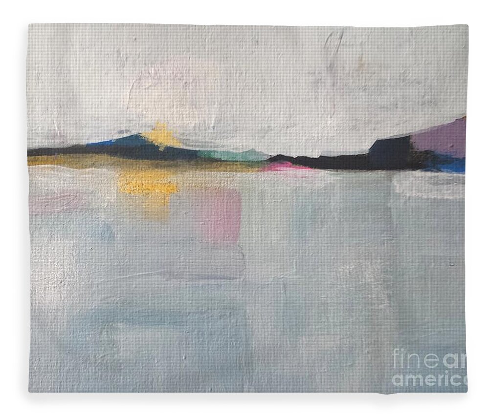 Abstract Fleece Blanket featuring the painting Sunshine on Blue Lake by Vesna Antic