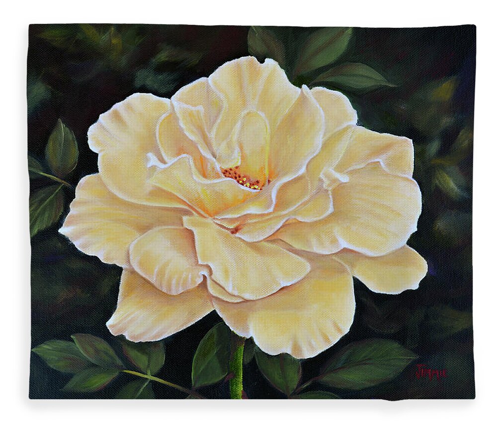 Sunshine Rose Fleece Blanket featuring the painting Sunshine Rose by Jimmie Bartlett