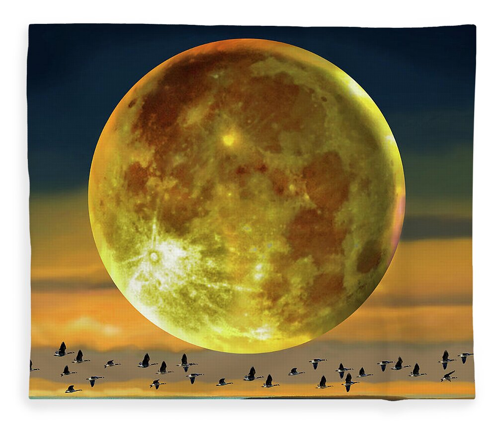 Super Moon Fleece Blanket featuring the digital art Super Moon over November by Robin Moline