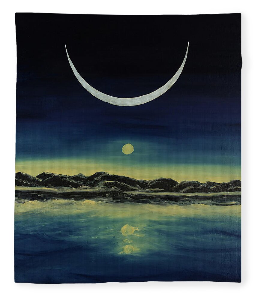 Sky Fleece Blanket featuring the painting Supernatural Eclipse by Jennifer Walsh