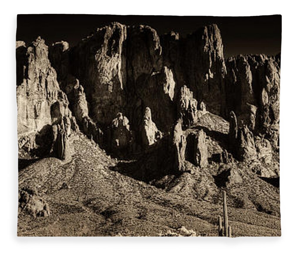 Arizona Fleece Blanket featuring the photograph Superstition Mountain by Roger Passman