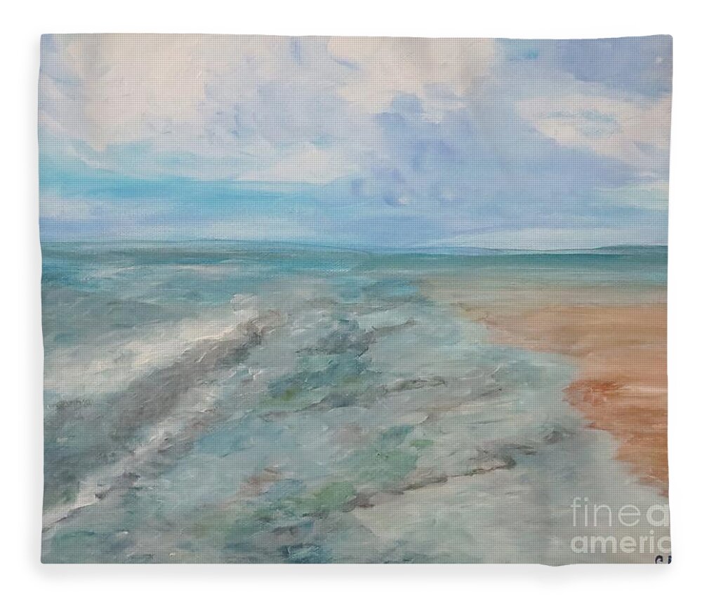 Beach Fleece Blanket featuring the painting Sur la Plage, Crane Beach by C E Dill