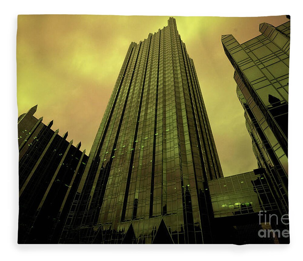 Architectural Fleece Blanket featuring the photograph Surreal View of PPG Plaza Pittsburgh by Amy Cicconi