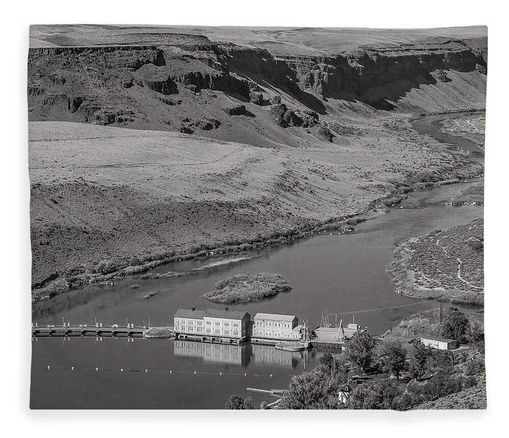 5dii Fleece Blanket featuring the photograph Swan Falls Dam by Mark Mille