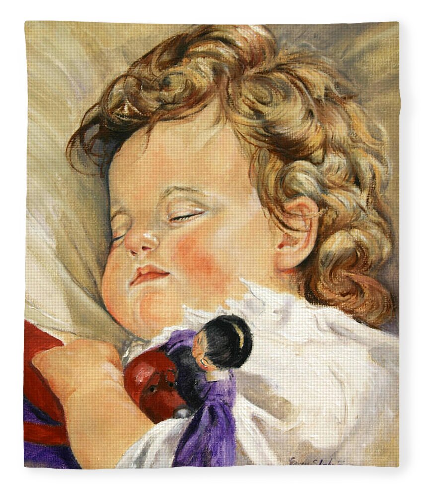 Children Portraits Fleece Blanket featuring the painting Sweet Dreams by Portraits By NC
