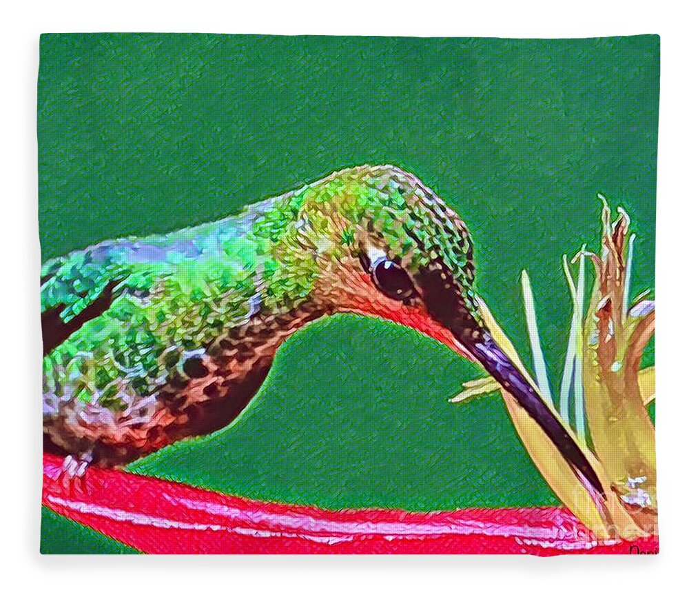 Hummingbird Fleece Blanket featuring the digital art Sweet Nectar by Denise Railey