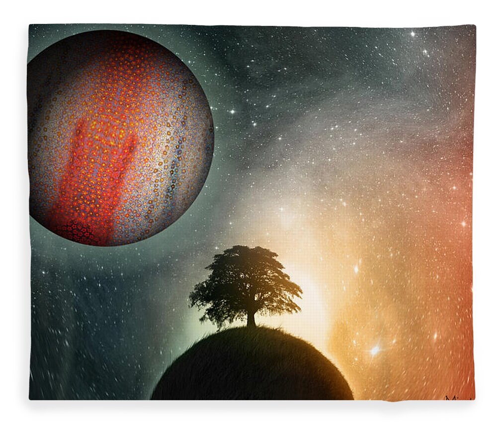 Synchronicity Fleece Blanket featuring the painting Synchronicity by Mindy Huntress