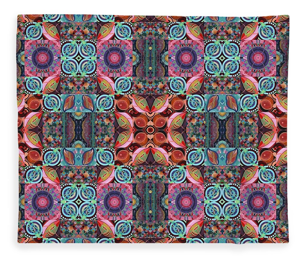 The Joy Of Design By Helena Tiainen Fleece Blanket featuring the mixed media T J O D Mandala Series Puzzle 7 Arrangement 1 Multiplied by Helena Tiainen