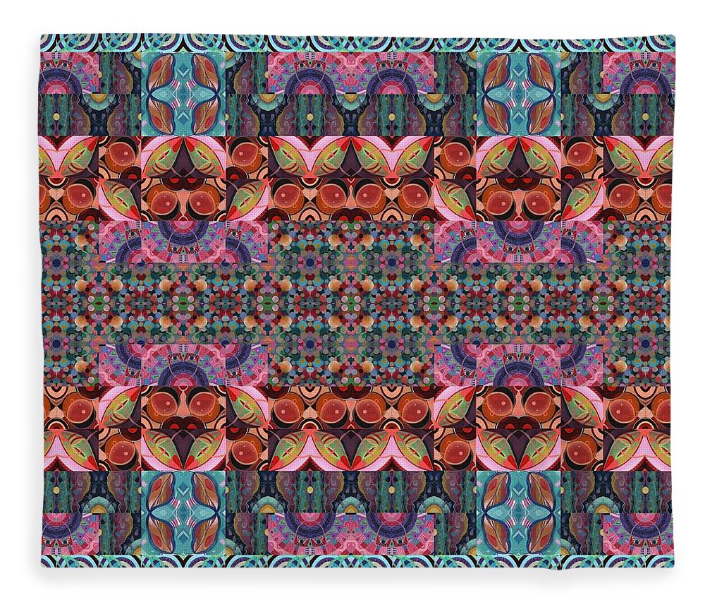 Organic Abstraction Fleece Blanket featuring the mixed media T J O D Mandala Series Puzzle 7 Arrangement 3 Multiplied by Helena Tiainen