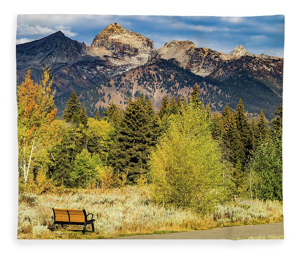 Grand Fleece Blanket featuring the photograph Take a Break in the Grand Tetons by Roslyn Wilkins