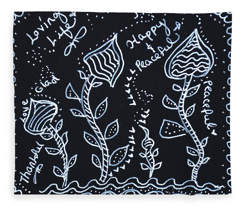 Caregiver Fleece Blanket featuring the drawing Tangle Flowers by Carole Brecht