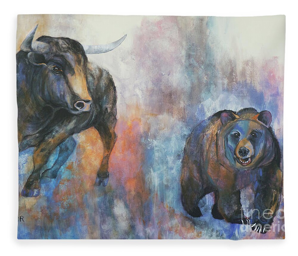 Wall Street Fleece Blanket featuring the painting Tango on Wall Street by Susan A Becker