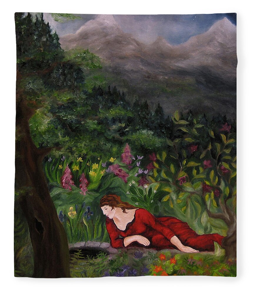 Fairy Tales Fleece Blanket featuring the painting Tansel of Loralin by FT McKinstry