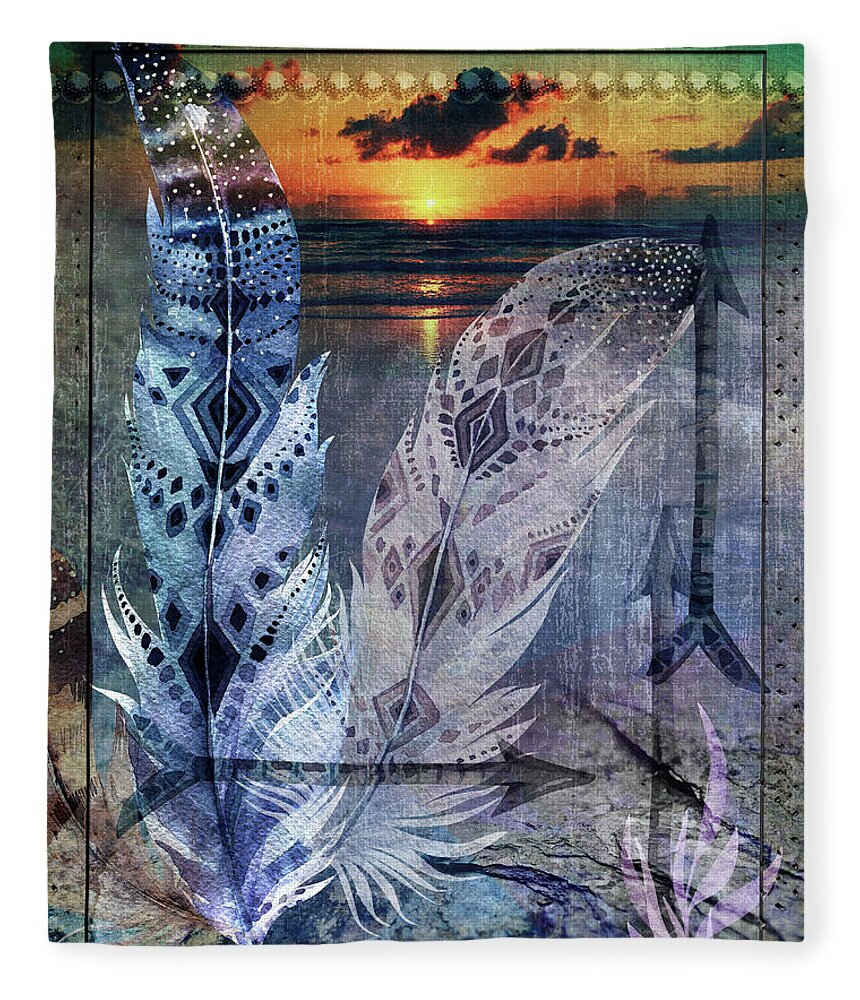 Native American Fleece Blanket featuring the digital art Tapestry by Linda Carruth