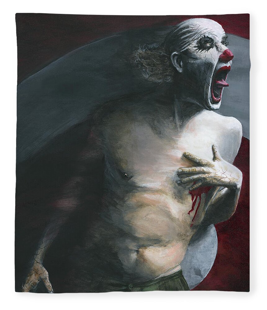 Clown Fleece Blanket featuring the painting Target Practice by Matthew Mezo