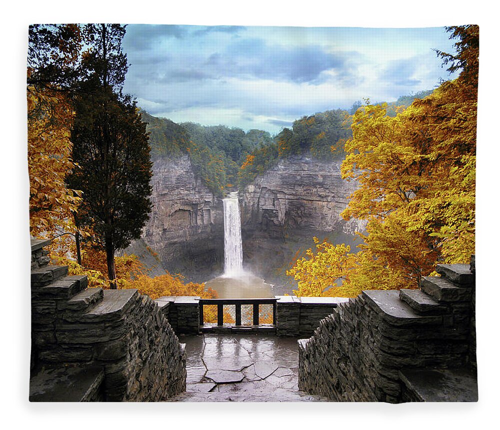 Taughannock Fleece Blanket featuring the photograph Taughannock in Autumn by Jessica Jenney
