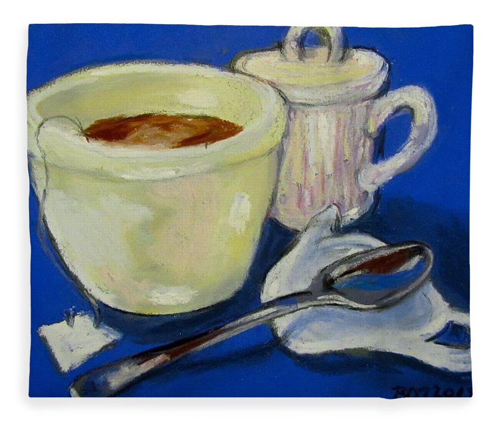 A Nice Warm Cup-a On A Cold Winter Day. Soothing Me Over My Cold. Fleece Blanket featuring the pastel Tea for Me by Barbara O'Toole