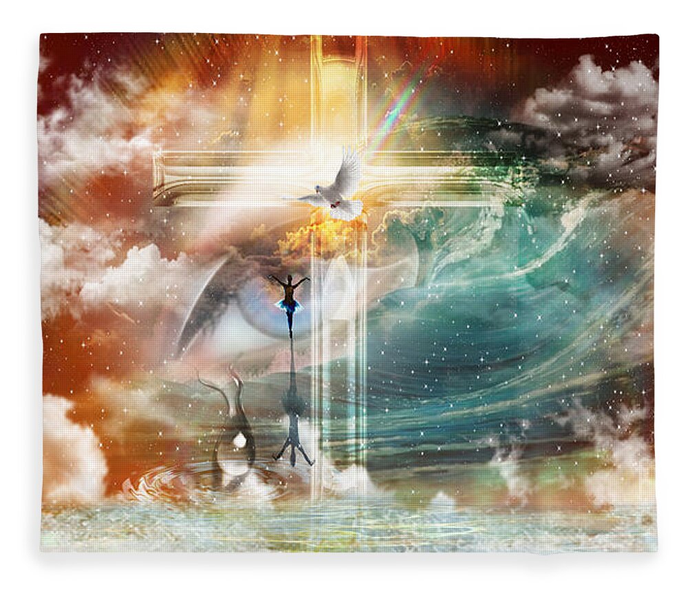 Jesus Paid It All To Bring Us From Tears To Triumph Fleece Blanket featuring the digital art Tears to Triumph by Dolores Develde