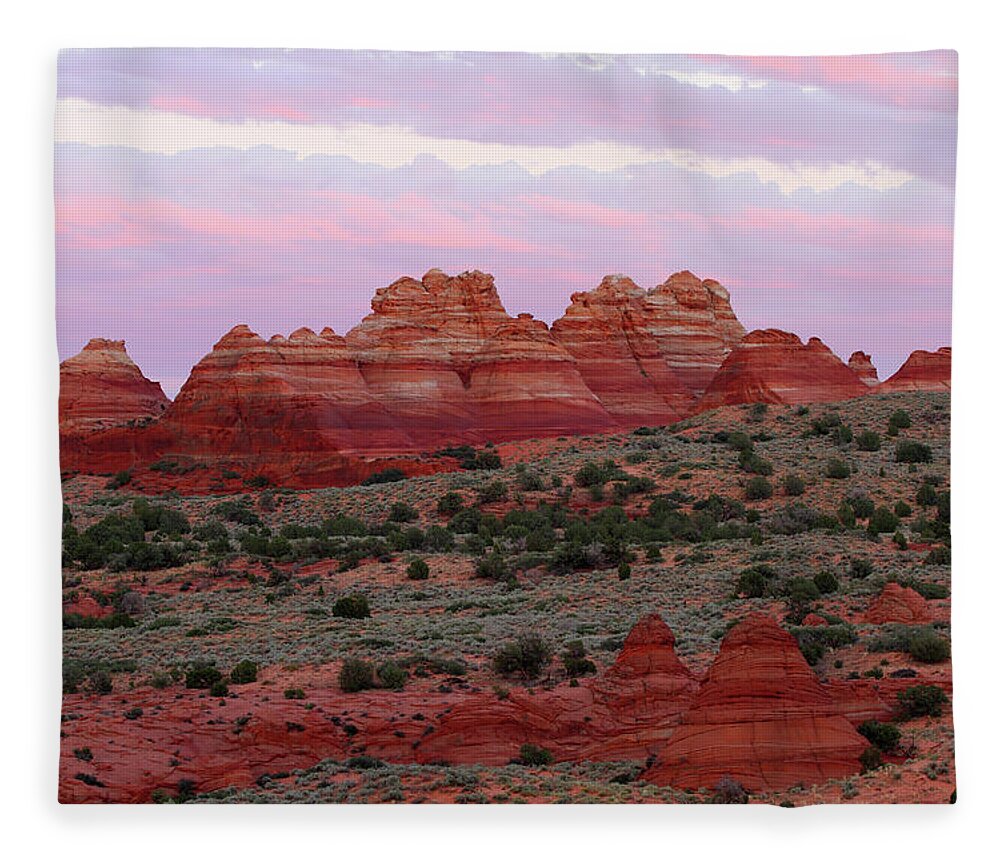 Sunset Fleece Blanket featuring the photograph Teepees Sunset - Coyote Buttes by Brett Pelletier