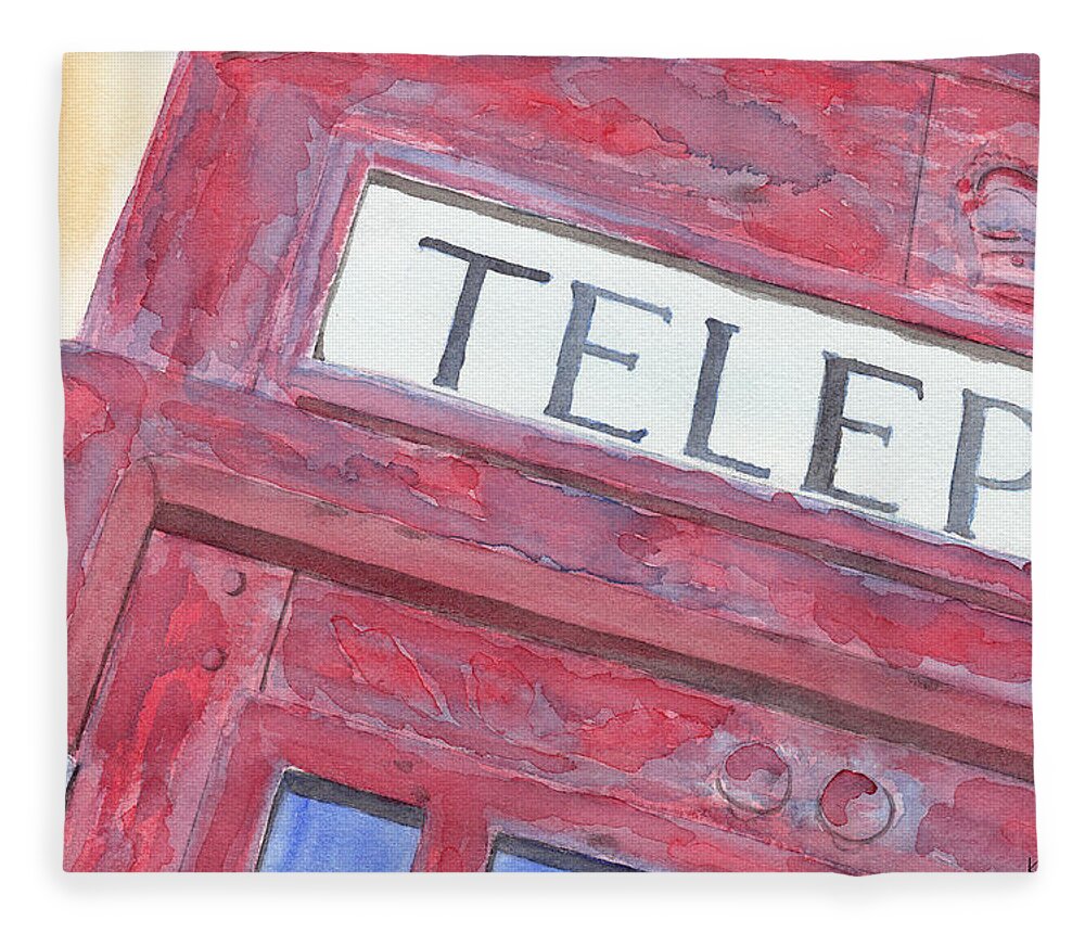 Telephone Fleece Blanket featuring the painting Telephone Booth by Ken Powers