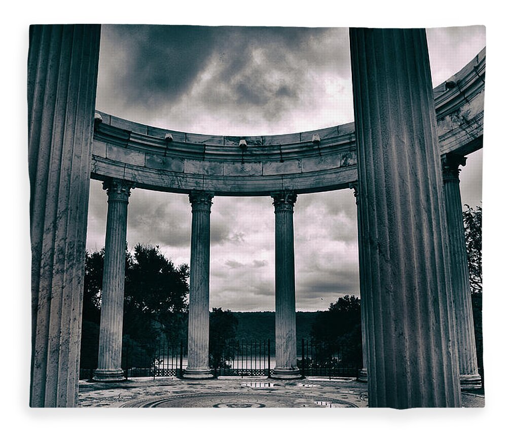 Untermyer Garden Fleece Blanket featuring the photograph Temple of the Dawn Sky by Jessica Jenney