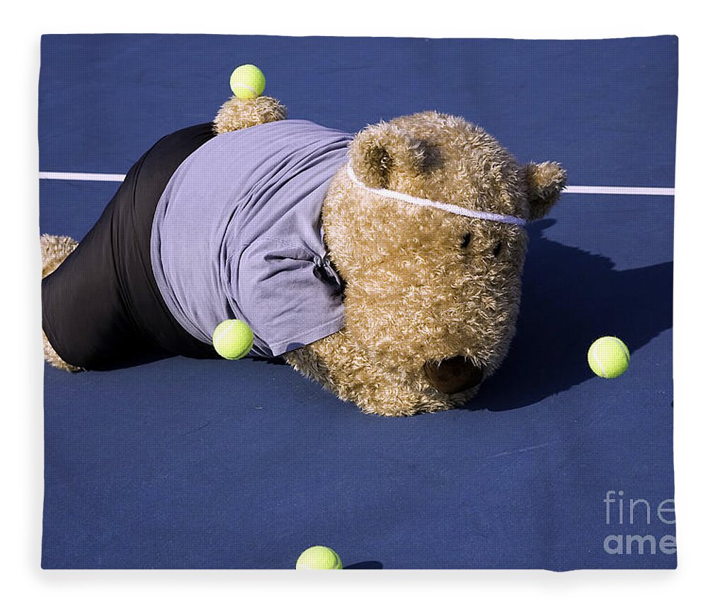 Tennis Fleece Blanket featuring the photograph Tennis Player Face Down by Karen Foley