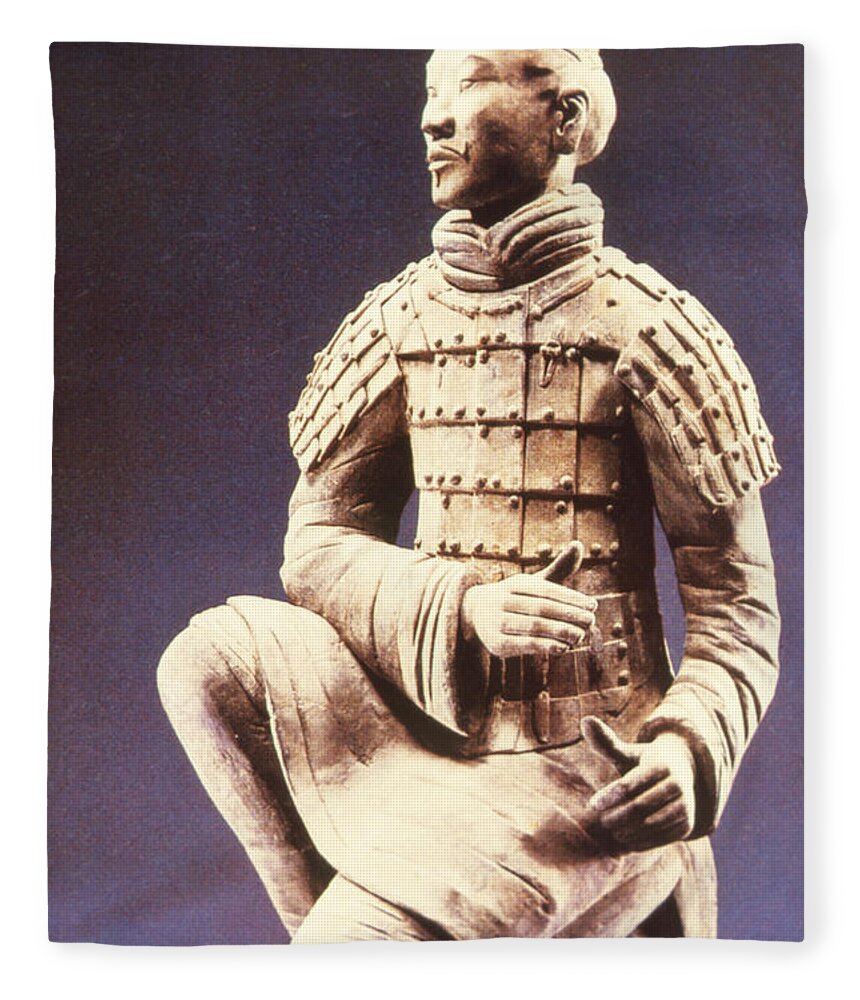 Terracotta Army Fleece Blanket featuring the photograph Terracotta Soldier by Heiko Koehrer-Wagner