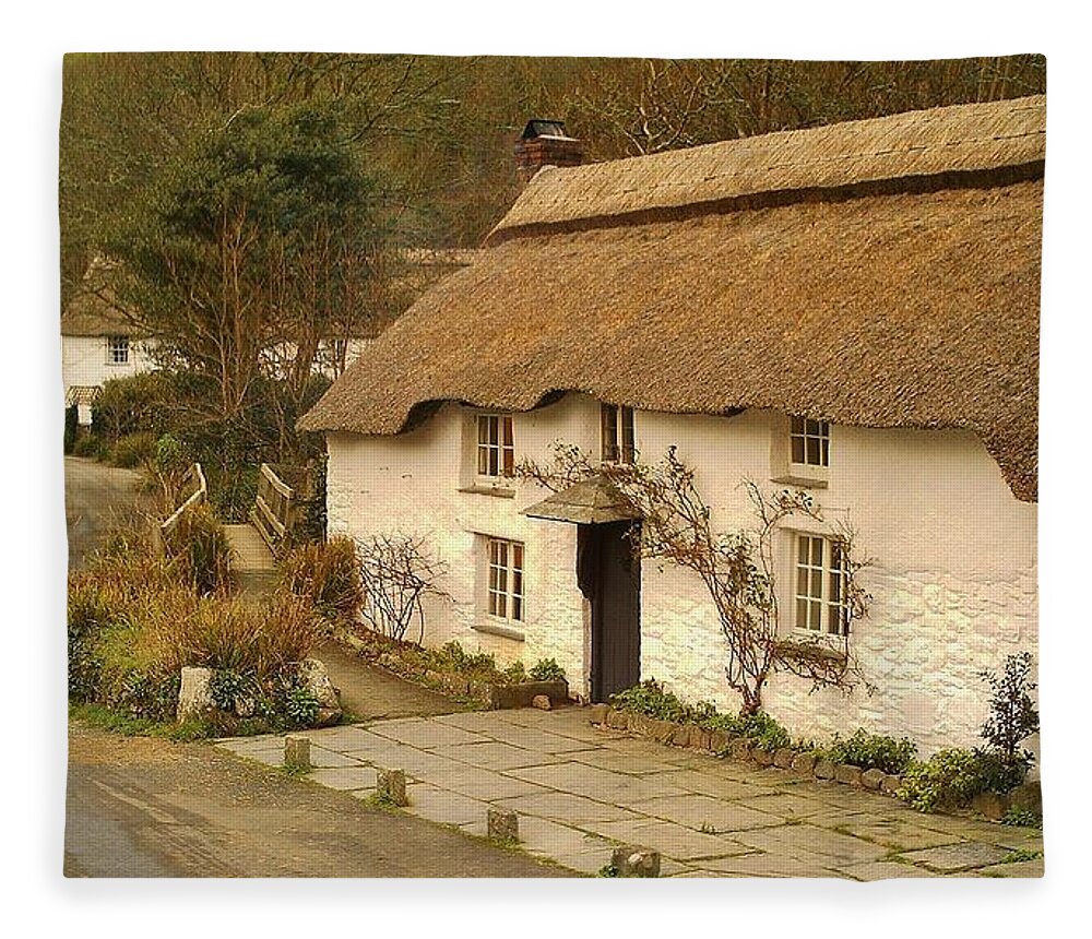 Thatched Cottage Fleece Blanket featuring the photograph Thatched Cottage by Ford by Richard Brookes