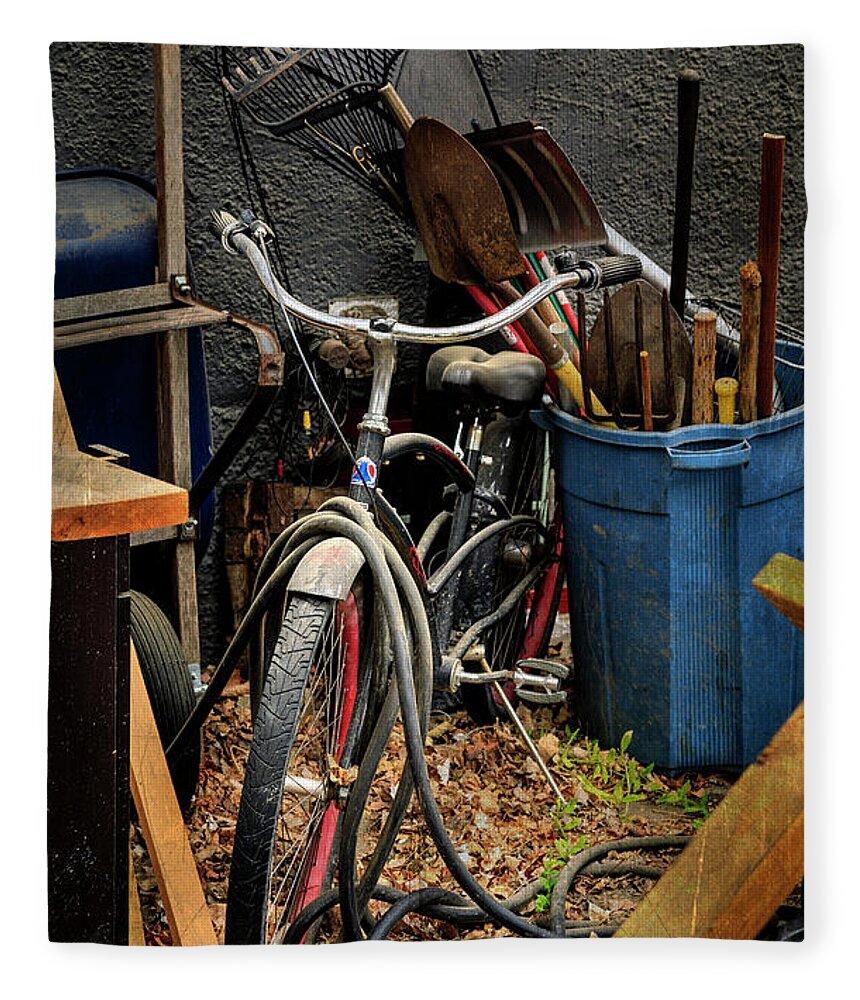 Bicycle Fleece Blanket featuring the photograph The Alley Bicycle by Craig J Satterlee