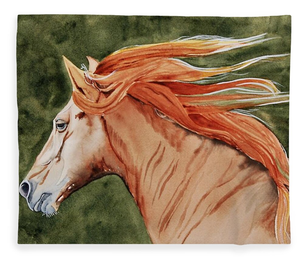 Horse Fleece Blanket featuring the painting The Americano by Sonja Jones